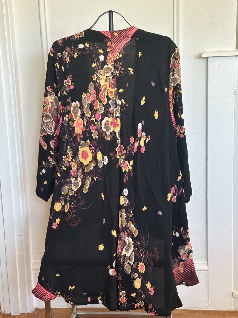 Citron Santa Monica 100% Silk Kimono Jacket / Duster | Floral | Size 3X - Picture 3 of 6